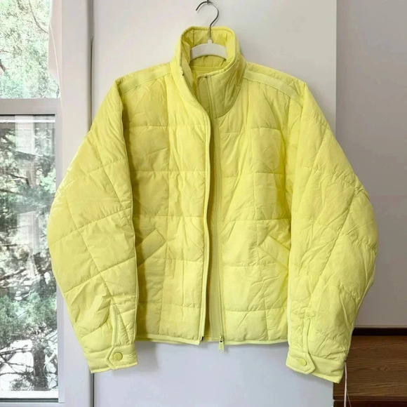 NWT Free People Pippa Puffer Jacket Lightweight Coat Quilted Lemon Yellow XS - Picture 6 of 14